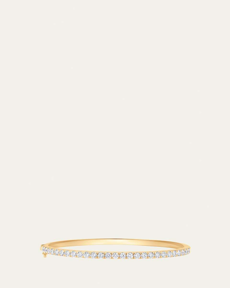 18K Yellow Gold Single Row Diamond Bangle Bracelet